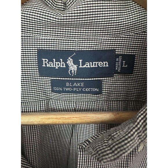 Ralph Lauren Blake 100% Two-Ply Cotton Gray Long Sleeve Button Down Shirt Large - Picture 2 of 6